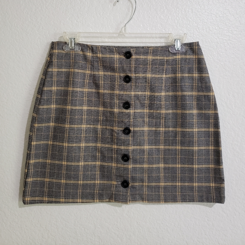 Mini yellow and gray plaid skirt Forever 21